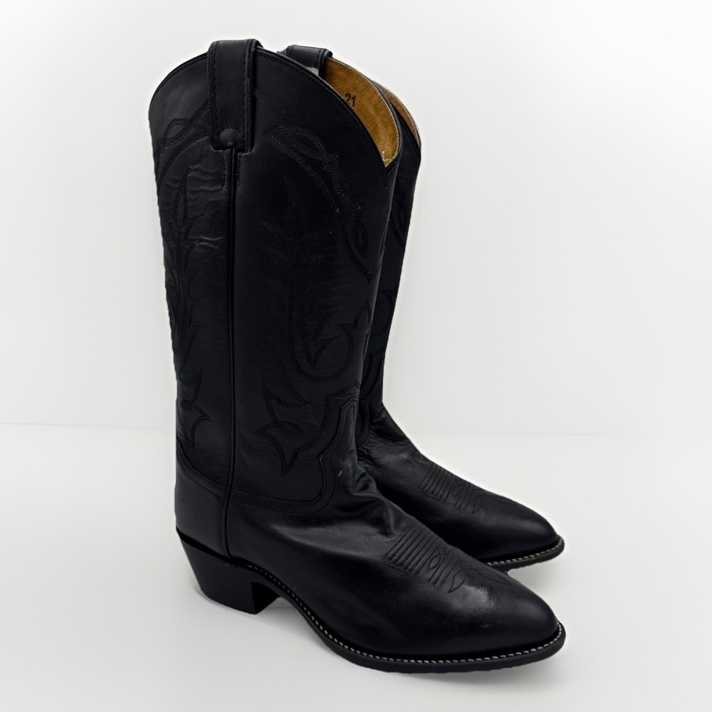 Tony Lama Cowboy Boots Men's 8 EE Black Bush All Leather Round Toe 2973 Western